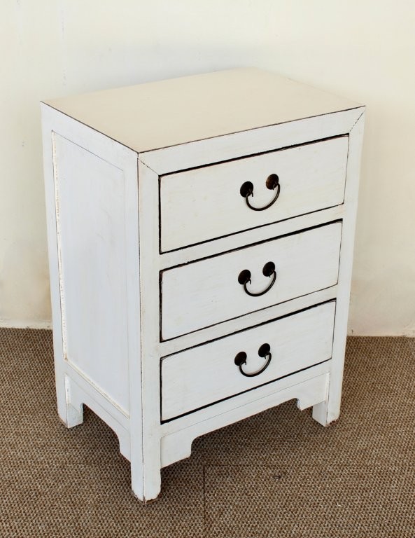 White 3 Drawer Bedside